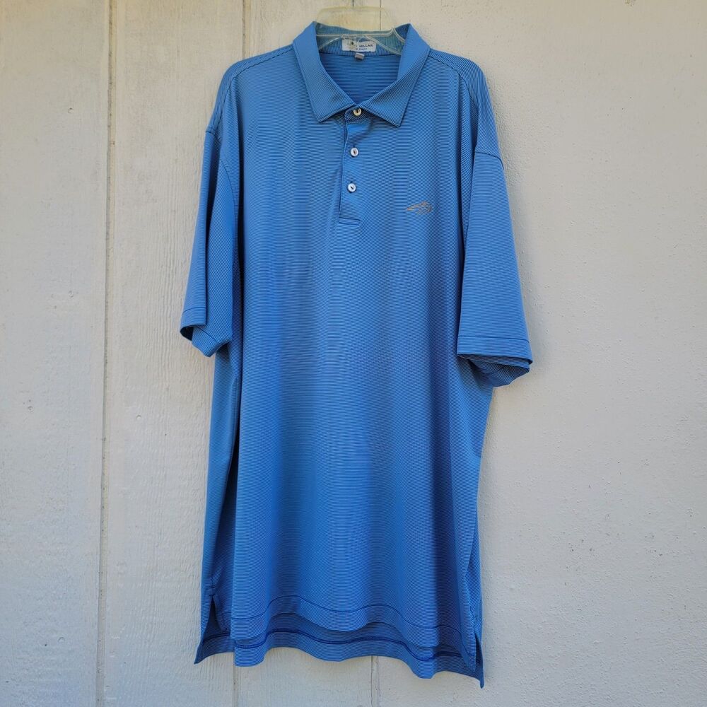 Peter Millar Men’s XL Summer Comfort Golf Polo Shirt Blue Striped  Pelican Logo
